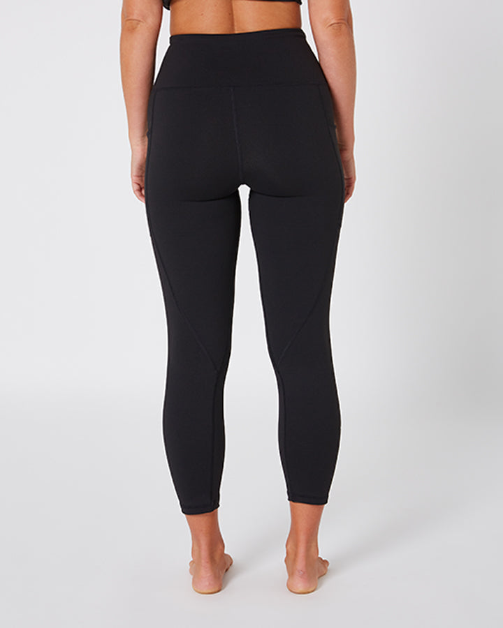 Black leggings worn by a person on a white background