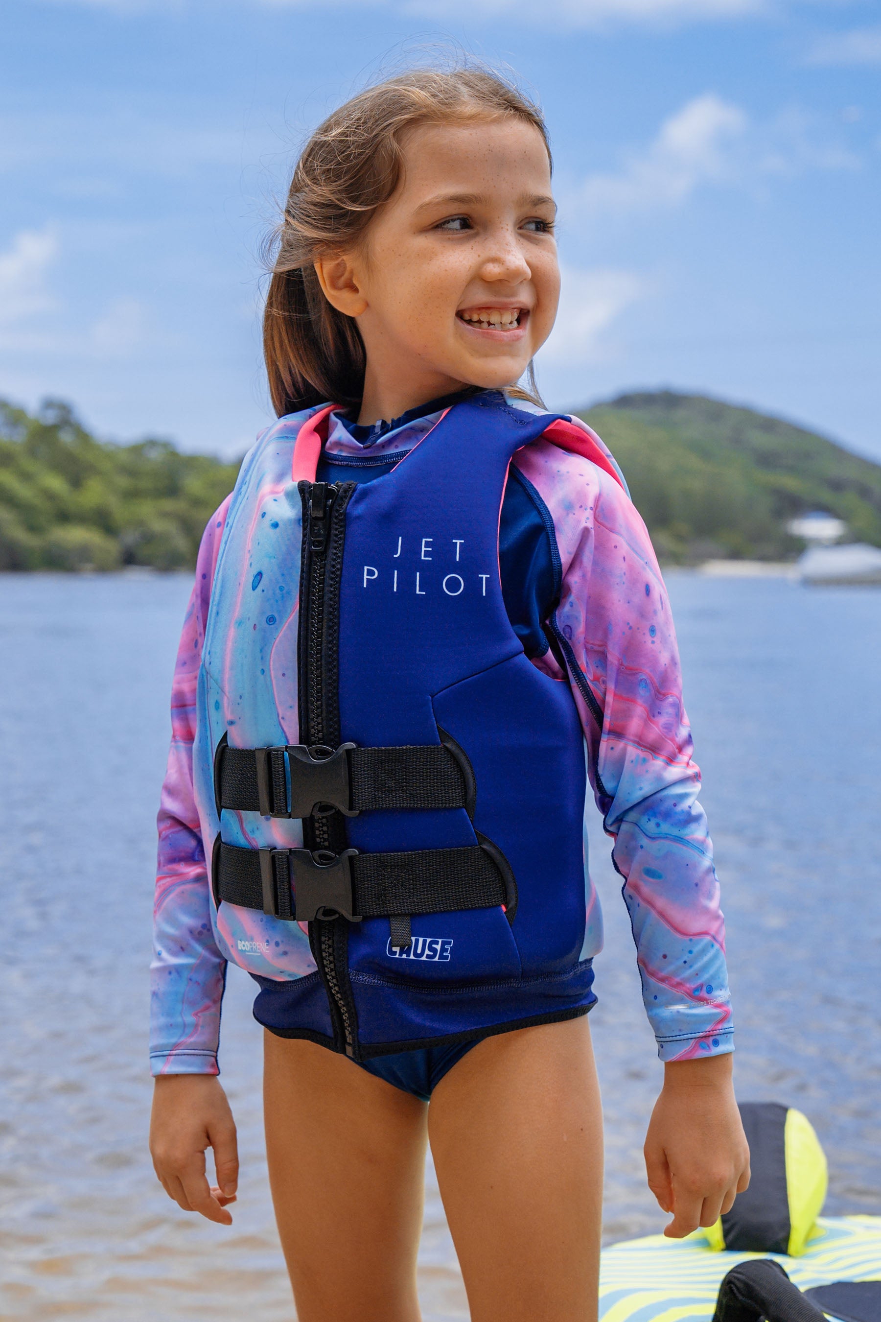Jetpilot Cause Girls Front Entry Youth Ecoprene Life Jacket - Fairy Floss — view 3