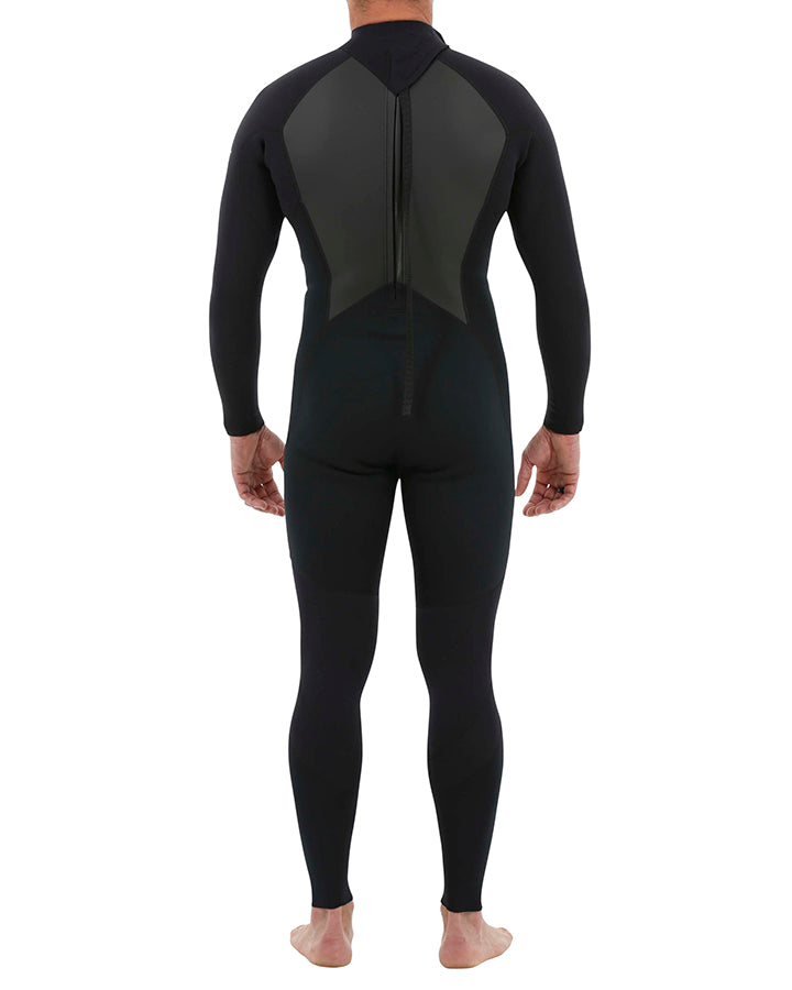 Black wetsuit with a unique back design on a white background