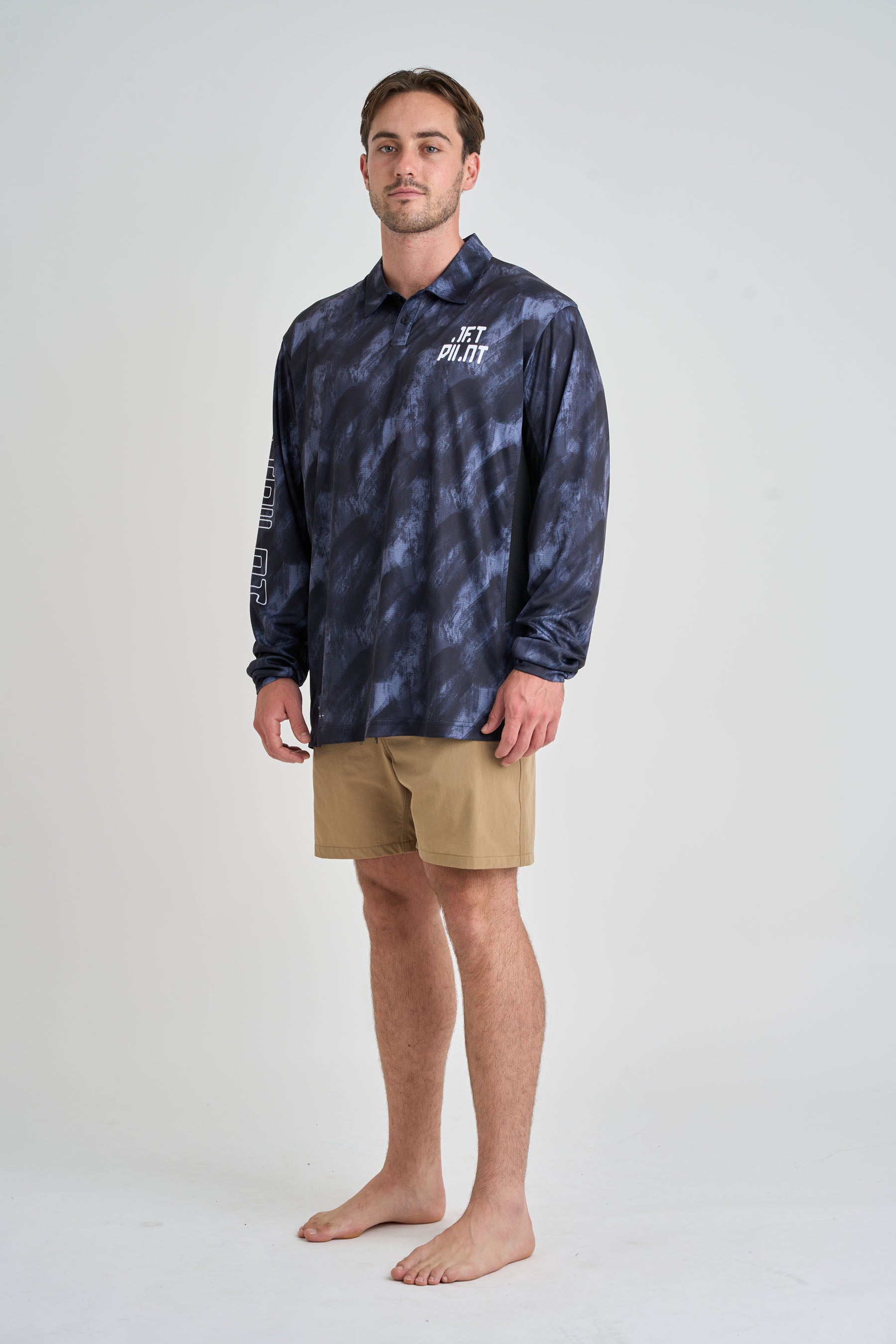 Jetpilot Venture Mens Long Sleeve Fishing Polo - Black