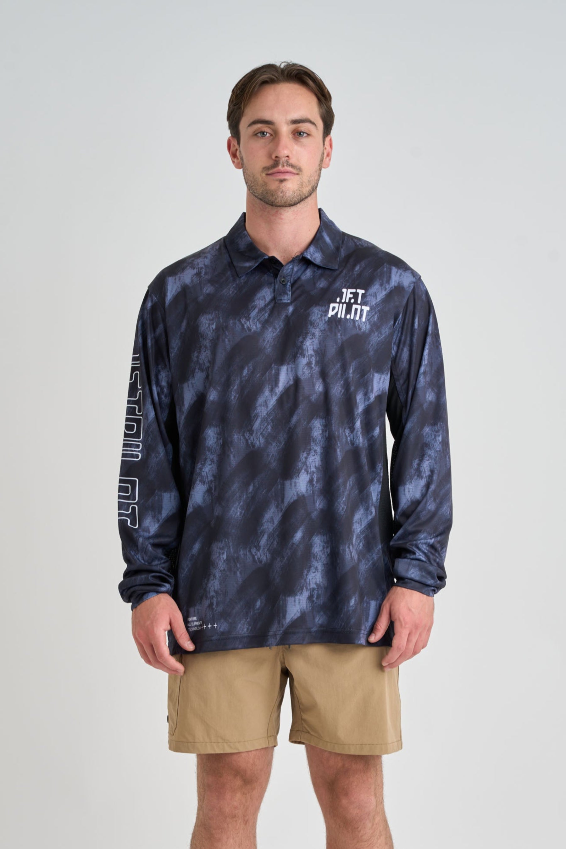Jetpilot Venture Mens Long Sleeve Fishing Polo - Black